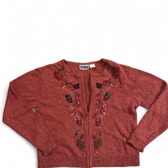 Erika & Co Vintage Autumn Embroidery Zip Up Sweater - Picture 1 of 7